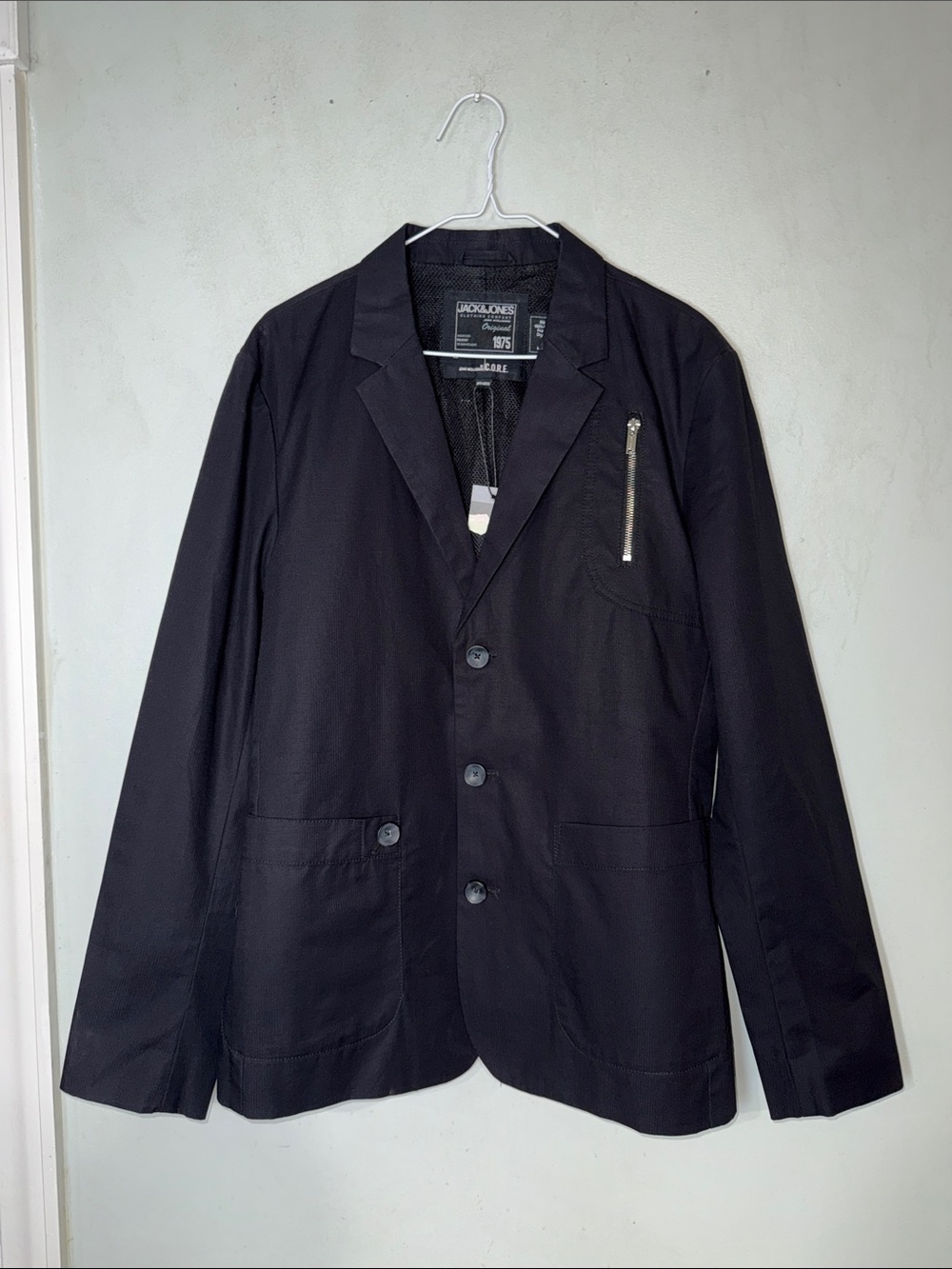 Jack & Jones Men's Nylon Blazer with Zippers Mesh Lining Lightweight Sz L NWT!